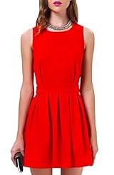 Sexy Sleeveless Cotton Fall Pleated Belted Backless Club Dress/Party Dress/Wedding Dress/Mini Dress 