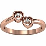 14K Rose Gold Diamond Heart Promise Ring - 0.08 Ct.