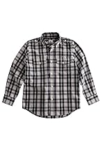 Boy's Long Sleeve Plaid Poplin Shirt with Double Chest Pockets and Epaulets