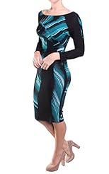 Elastane/Viscose Dolman Long Sleeves Bateau Neck General Print  Dress