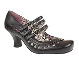 Hush Puppies Womens Ladies Black Leather EE Fit Mary Jane Court Shoes