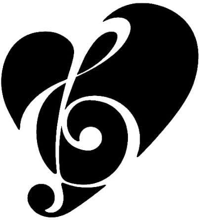 MUSIC NOTE HEART music love Vinyl Decal Window Sticker for Cars, Trucks, Windows, Walls, Laptops, and other stuff. (BLACK, 4 inch)