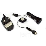 EASYi - OMNIA USB MAINS CAR PC RETRACTABLE COMBINATION TRAVEL CHARGER ADAPTER PACK S20 PIN FOR SAMSUNG OMNIA 8GB