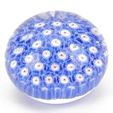 41Fj4dJy7YL. SL160  Hand Glass Art Blue & White Millefiori Filled Paperweight PW 6034