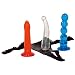 Orion 522740 Strap-on! Colour, 4-tlg. Umschnall-Set: Ouvert-Slip mit drei Dildos aus Jelly-Gleitmaterial in Rot , Transparent und in Blau