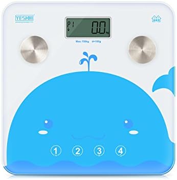 YESHM Digital Precision LCD Bathroom Weight Scale 11lb to 330lb with Body BMI Fat Moisture Muscle Skeleton Health Analyze Functions Blue