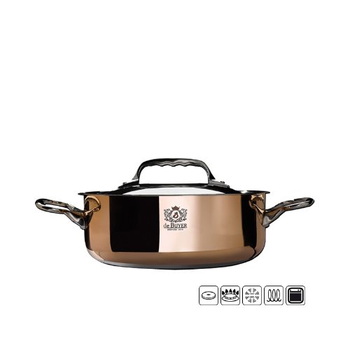 DeBuyer Prima Matera 3.2-Quart Stainless Steel Saute-pan, Copper with Stainless Steel Lid