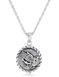 Sterling Silver Prayer Hands Medallion Pendant Necklace,, 18"