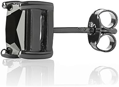 Queen Jewelers Sterling Silver Black And White 10mm Cubic Zirconia Princess-Cut Stud Earrings Set of 2...