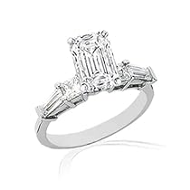 1.70 Ct Emerald Cut Diamond Engagement Ring VS1-H GIA