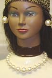 Graduated Fresh Water Ivory Pearl Separated By Small Gold Beads Short Chain Necklace and Earrings...