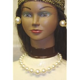 Graduated Fresh Water Ivory Pearl Separated By Small Gold Beads Short Chain Necklace and Earrings...