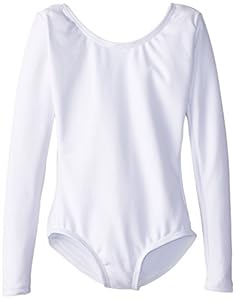 Capezio Little Girls' Team Basics Long Sleeve Leotard,White,T (2-4)