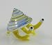Hermit Crab Glass Miniature figurine 1 inch blue / yellow