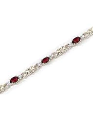 14kt Yellow Gold Oval Garnet and Diamond Bracelet