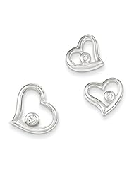 Sterling Silver Heart CZ Earring & Pendant Set