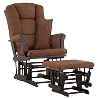 Stork Craft Custom Tuscany Black Finish Glider and Ottoman with Free lower lumbar pillow, Chocolate Cushions