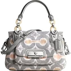 Coach Signature Kristin Ikat Convertiable Satchel Handbag Bag Purse Tote 16940 Grey Multi