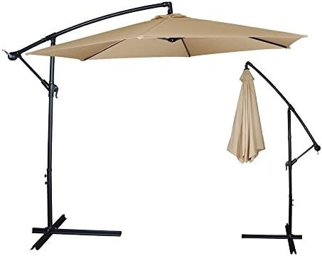 Deluxe Modern 10ft Polyester Offset Hanging Patio Umbrella (Tan)