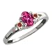 0.54 Ct Pink Oval Tourmaline and Cognac Red Diamond Sterling Silver Ring