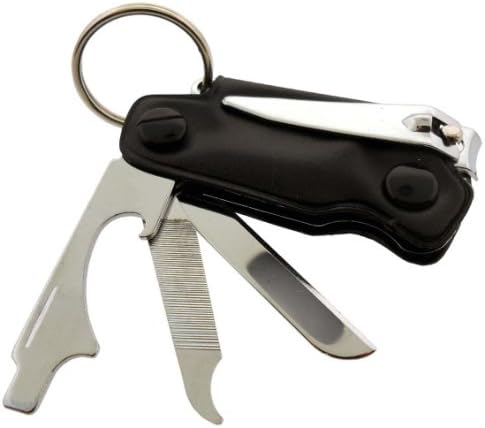 2.5" X 1/5" Mini Nail Cutter Multi-tool On A Key Ring With Leatherette Pouch : ( Pack of 2 Sets )