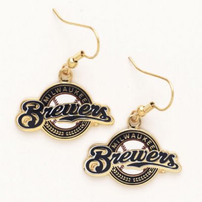 MILWAUKEE BREWERS OFFICIAL GOLD LOGO EARRINGS