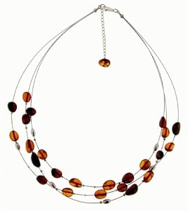 Helena Langevin - Femme - Collier Ambre Acier - Reference : NKS364KS - Taille : 42 cm