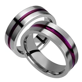 Moya Purple Titanium Wedding Band Set. Choose your Color for Free!