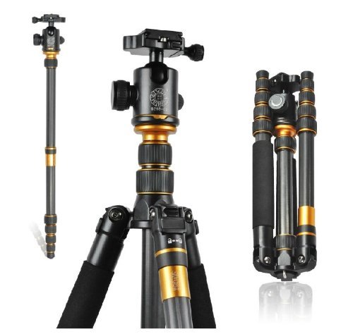 AFAITH Q-666C Portable Carbon Tripod Monopod Kit & Ball Head Compact Travel