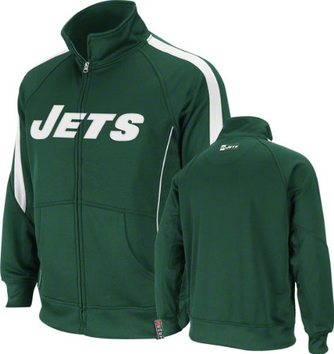 NFL Men's New York Jets Tailgate Time Track Adult Long Sleeve Full Zip Track Jacket (Dark Green/White, Small)