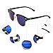CHB Men's Women's Vintage Inspired Fashion Blue HD Mirrored Wayfarer Lens Street Polarized Sunglasses UV400 with Case