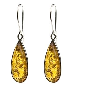 Sterling Silver Honey Amber Drop Earrings