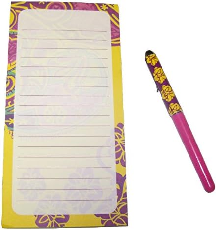 Poetic Wanderlust Magnetic List Pad with Pen ~ Swirls and Flowers on Yellow (4" x 8"; 80 Lined Sheets)