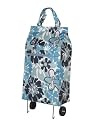 Blue flower foldable shopping trolley