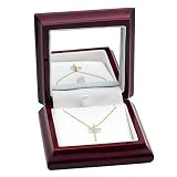 14k Yellow Gold Diamond (.15 ctw) Prong Cross Pendant Gift Box Set