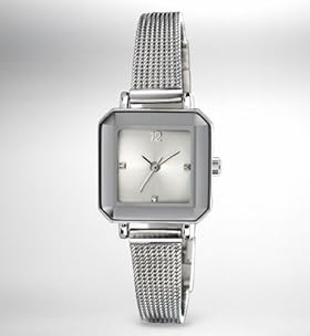 Square Face Mesh Strap Watch