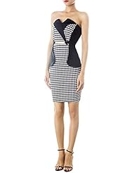 Strapless Houndstooth Print Corset   Waistline  Dress