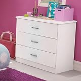 Libra Three Drawer Chest in White Finish: Chocolate