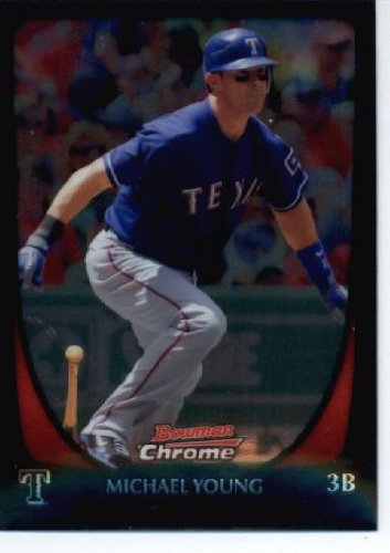 2011 Bowman Chrome Baseball Card #141 Michael Young - Texas Rangers - MLB Trading Card in Screwdown Case!