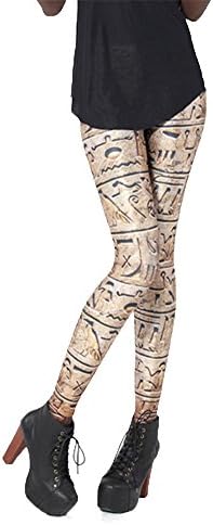 Yikanul Women's Fashion Digital Print ancient texts Pattern Sexy Leggings