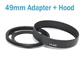 EzFoto 49mm Metal Filter Adapter + Lens Hood for Fuji X10