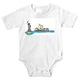 Onesie with harbor, city, 
