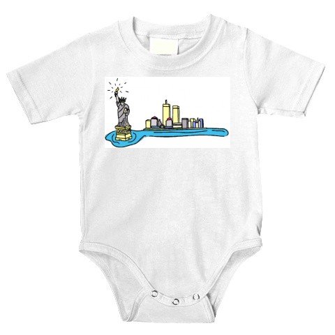 Onesie with harbor, city, "New York", "New York City", "Statue of Liberty", skyline