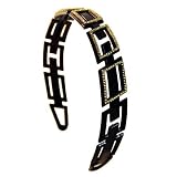 Rectangle Channel Rhinestone Black Hair Headband