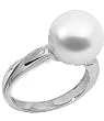 18K Palladium White Gold Paspaley South Sea Cultured Fine Round Pearl and Diamond Ring