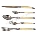 Authentic French LAGUIOLE - 40 pcs flatware set - HORN color - blade: 1.5 mm - stainless steel - 8x knives + 8x soup spoons + 8x dessert/coffee spoons + 8x large forks + 8x dessert/pudding forks (COMPLETE official Jean Dubost full family quality dinner table cutlery setting for 8 people - dishwasher safe - gift-wrap available! - direct from FRANCE)