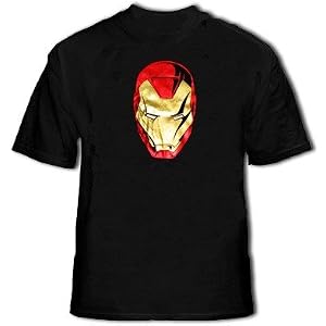 Iron Man Helmet Men’s T-Shirt (Black) (Men’s X-Large)