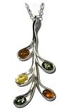 Sterling Silver Multi-Color Amber Twig Collection Pendant, 18