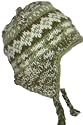WOOL CHULLO FLEECE LINED SKI HAT TOQUE WITH EAR FLAPS WINTER KNIT BEANIE MOUNTAINEERING SKULL CAP - OLIVE / GREEN - IVORY DIAMOND