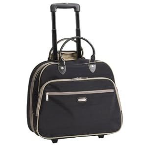 Buy Rolling Tote Bag in Black with Khaki Accents by Baggallini by Baggallini